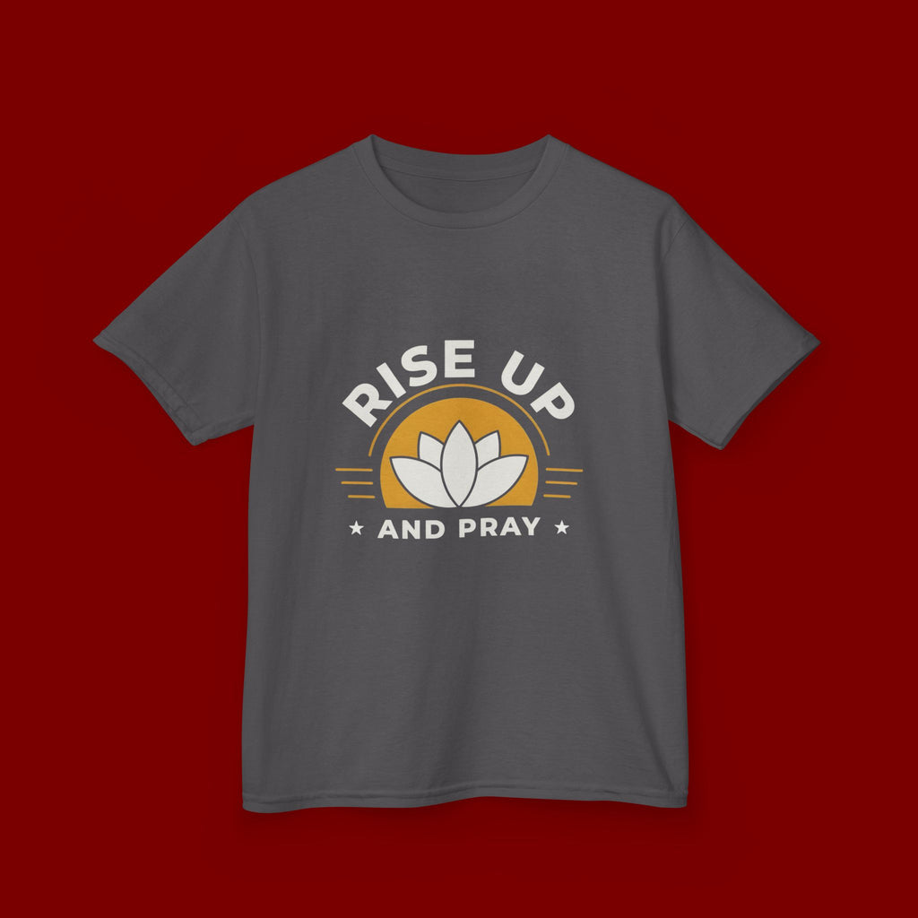 Kids T-Shirt - "Rise Up and Pray" Inspirational Christian Tee for Children