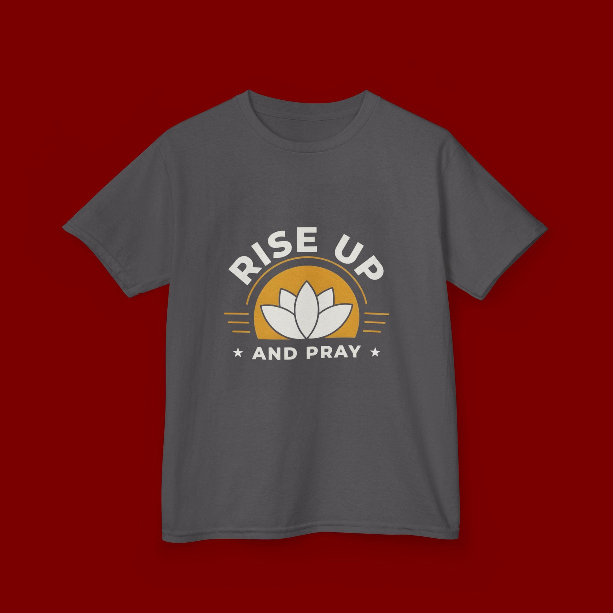 Kids T-Shirt - "Rise Up and Pray" Inspirational Christian Tee for Children