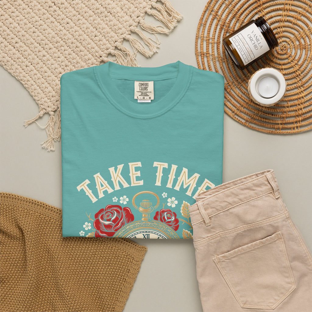 Take Time to Pray T‑Shirt — Vintage Pocket Watch & Roses Spiritual Tee