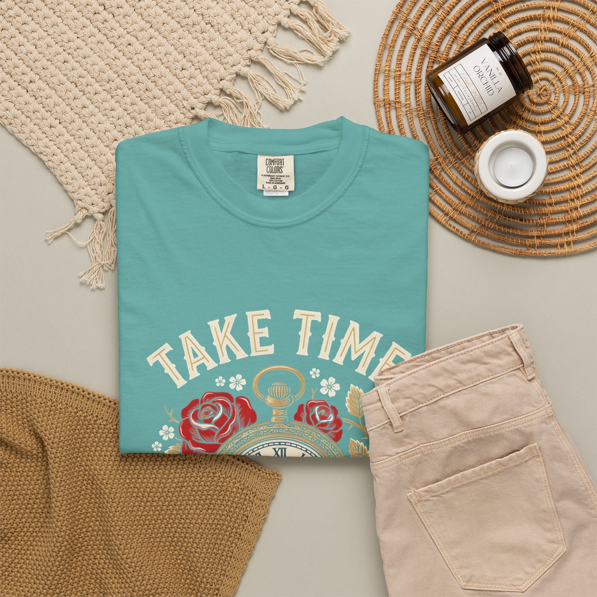 Take Time to Pray T‑Shirt — Vintage Pocket Watch & Roses Spiritual Tee