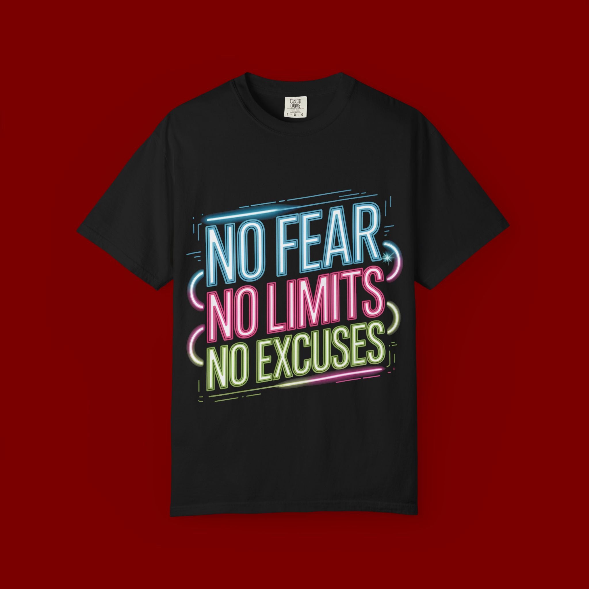 No Fear No Limits No Excuses Neon Graphic T-Shirt