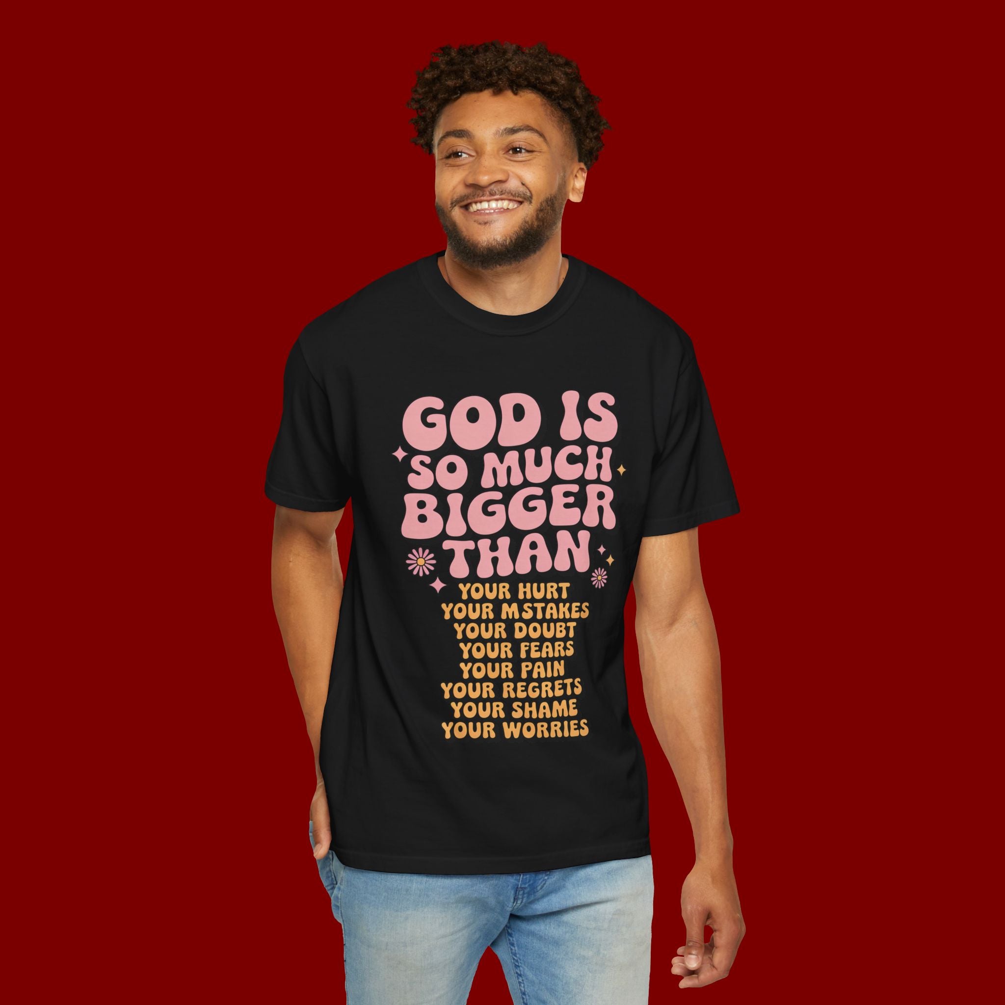God Is So Much Bigger Tee — Retro Faith Graphic T-Shirt