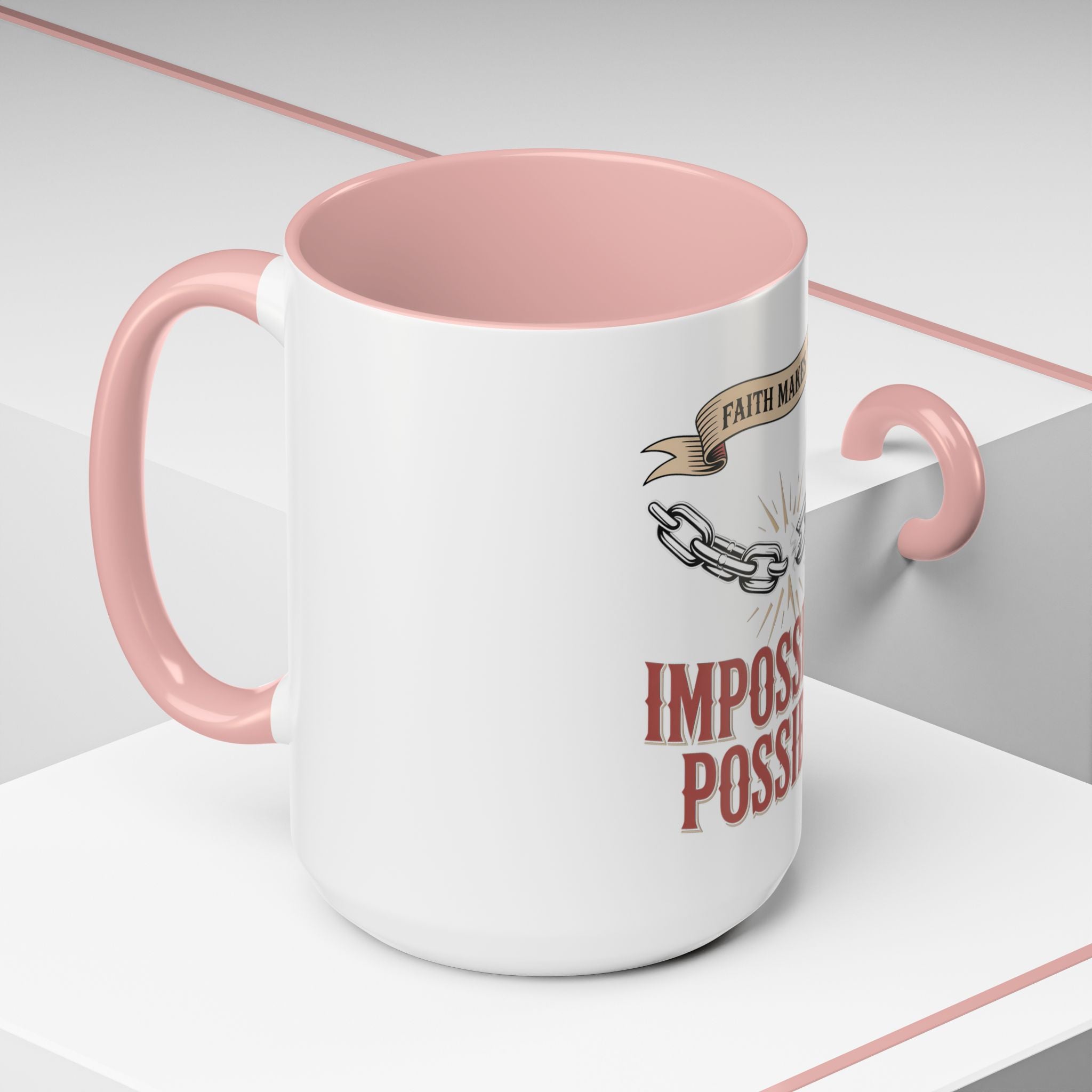 Accent Coffee Mug — "Faith Makes the Impossible Possible" Inspirational Ceramic Mug