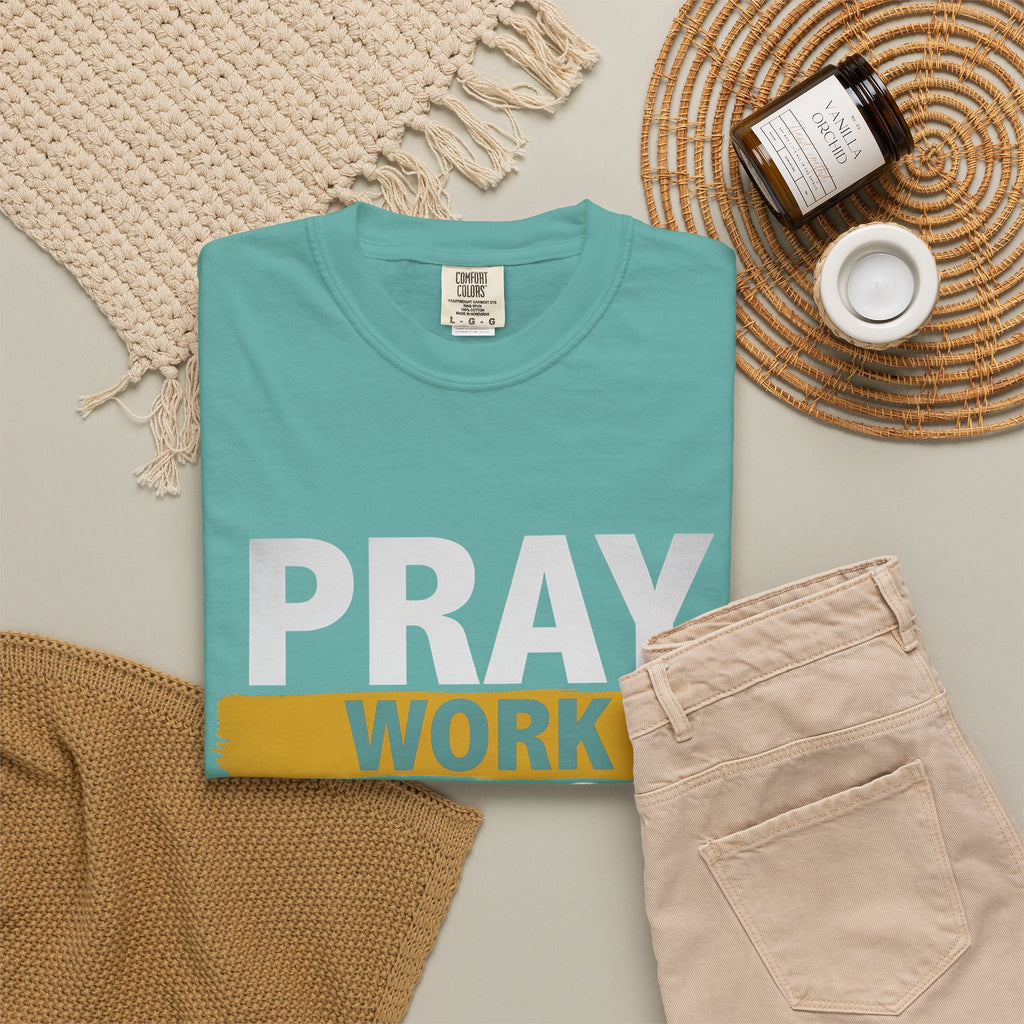 Pray Work Trust God T-Shirt — Inspirational Faith Tee for Christians