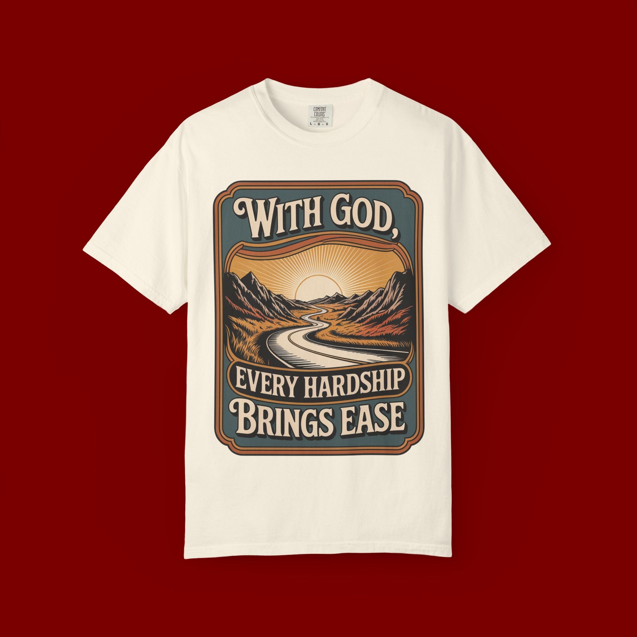 Inspirational Graphic T-Shirt — "With God, Every Hardship Brings Ease"