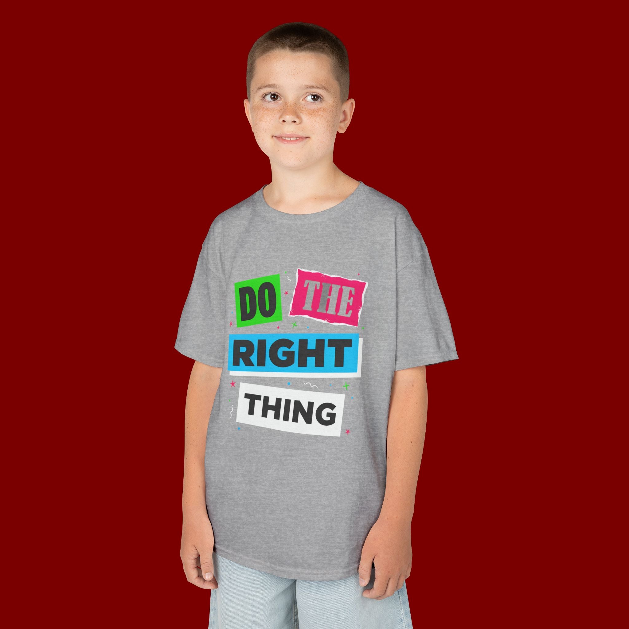 Kids Tee - "Do The Right Thing" Bold Colorblock Graphic