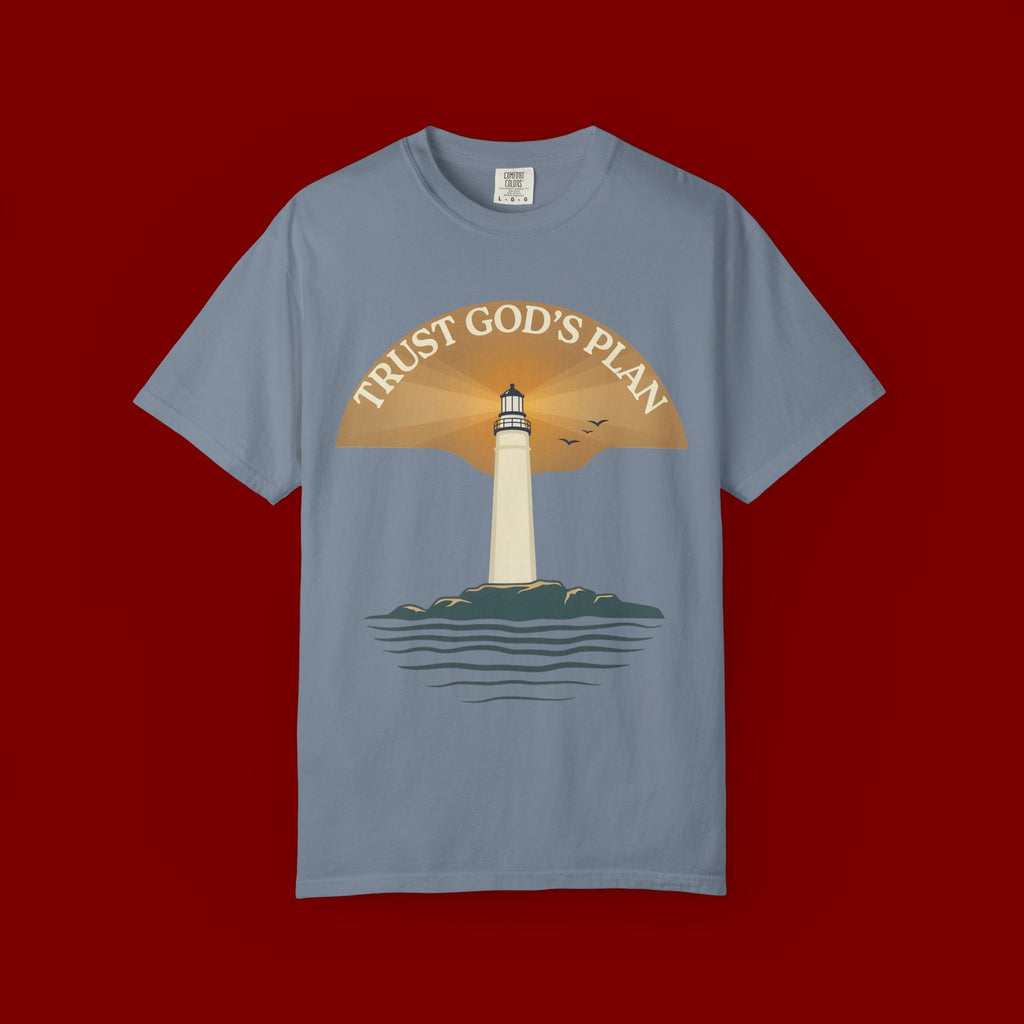 Trust God's Plan Lighthouse T-Shirt — Faith Coastal Tee
