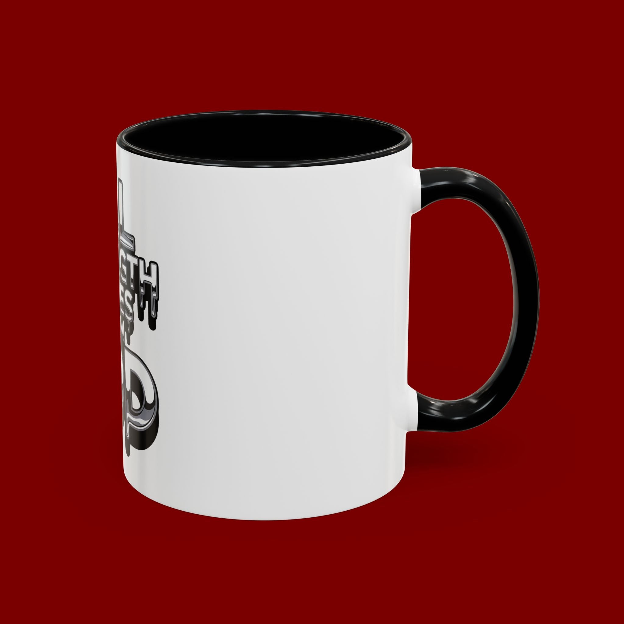 Ceramic Mug — "All Strength Comes From God" Black Accent Coffee Cup (11/15 oz)