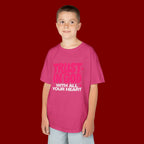 Kids Tee — "Trust in God" Pink Faith Graphic Shirt