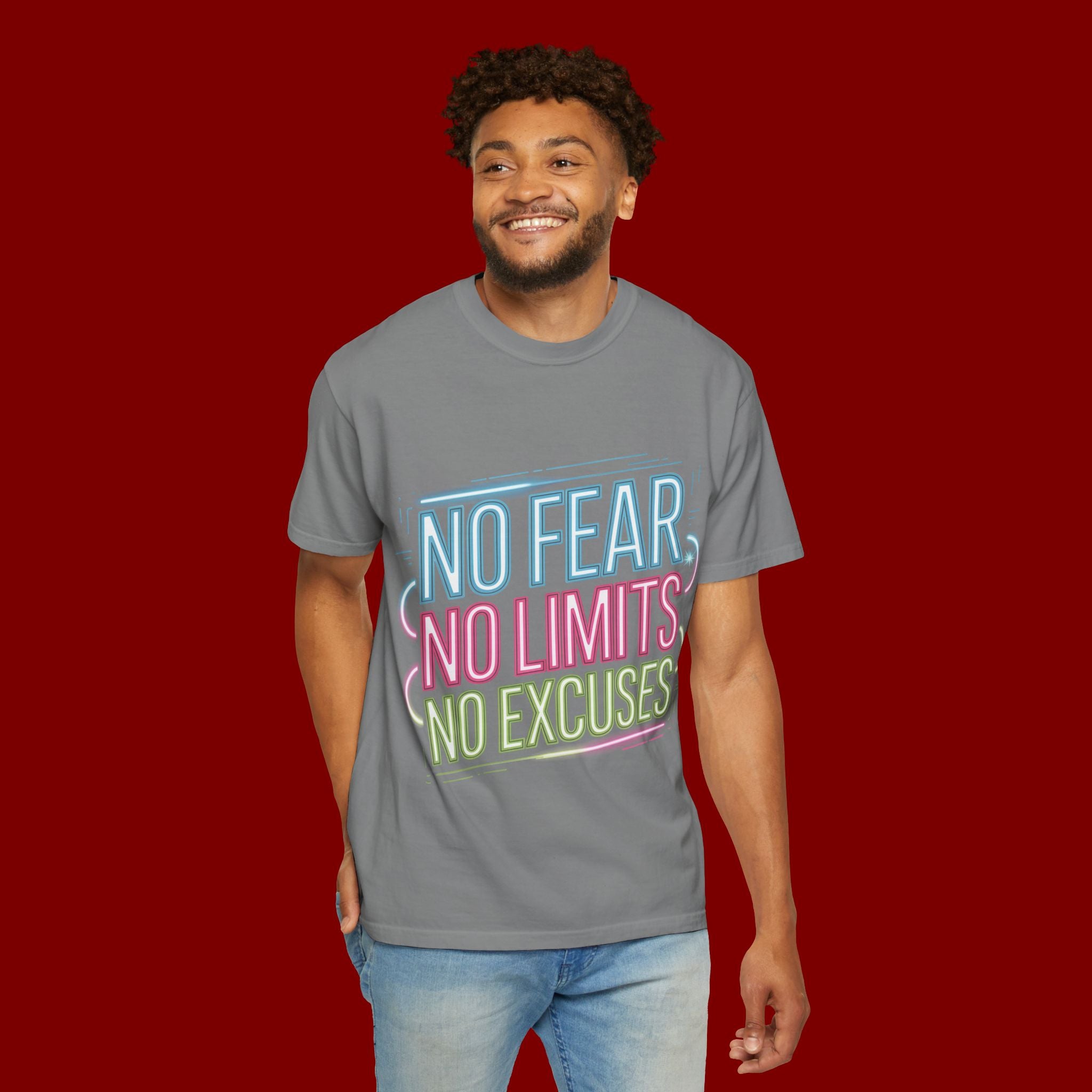 No Fear No Limits No Excuses Neon Graphic T-Shirt