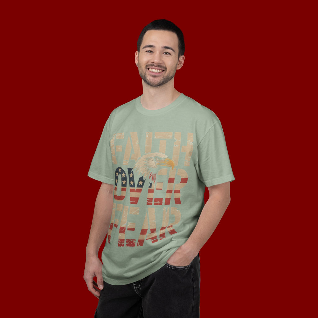 Faith Over Fear T-Shirt — Patriotic Eagle Graphic Tee