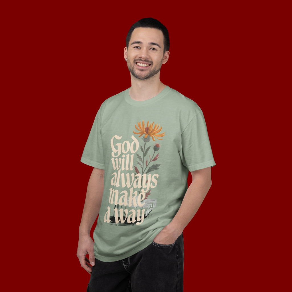 God Will Always Make a Way T-Shirt — Inspirational Floral Christian Tee