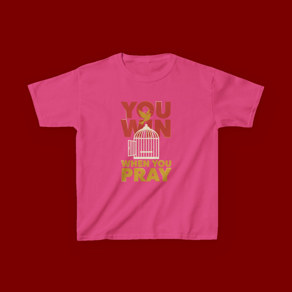 Kids Tee — "You Win When You Pray" Inspirational Christian Shirt