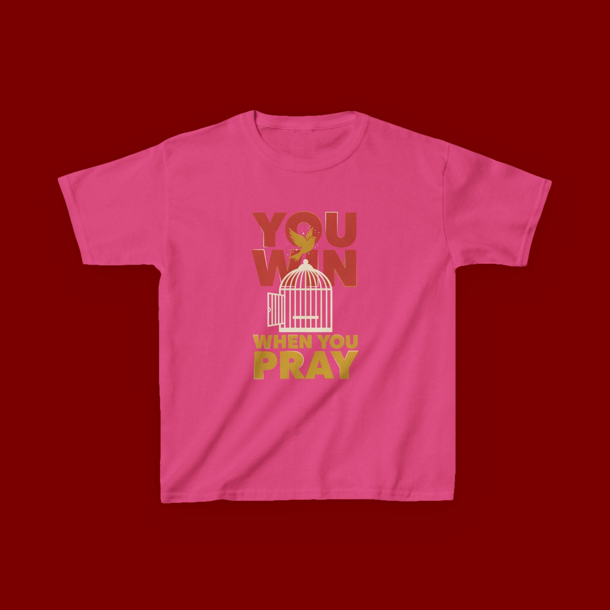 Kids Tee — "You Win When You Pray" Inspirational Christian Shirt