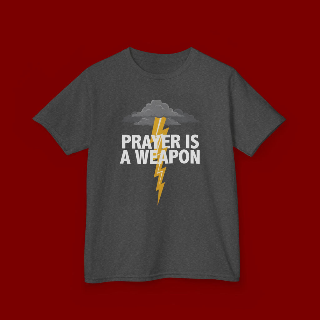 Kids Tee — "Prayer Is A Weapon" Lightning Graphic Christian Shirt