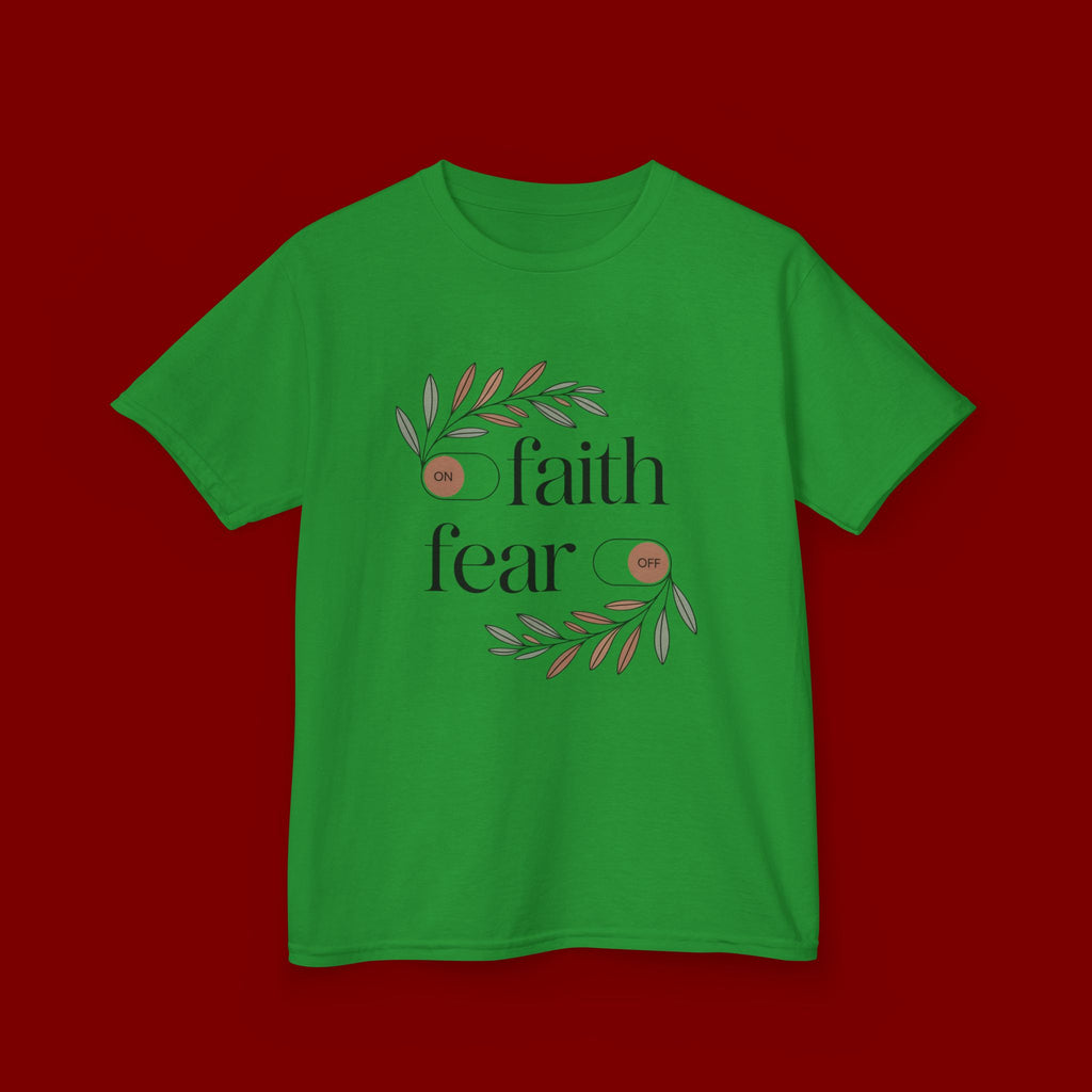 Faith Over Fear Kids T‑Shirt — Floral Inspirational Tee for Boys & Girls