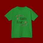 Faith Over Fear Kids T‑Shirt — Floral Inspirational Tee for Boys & Girls