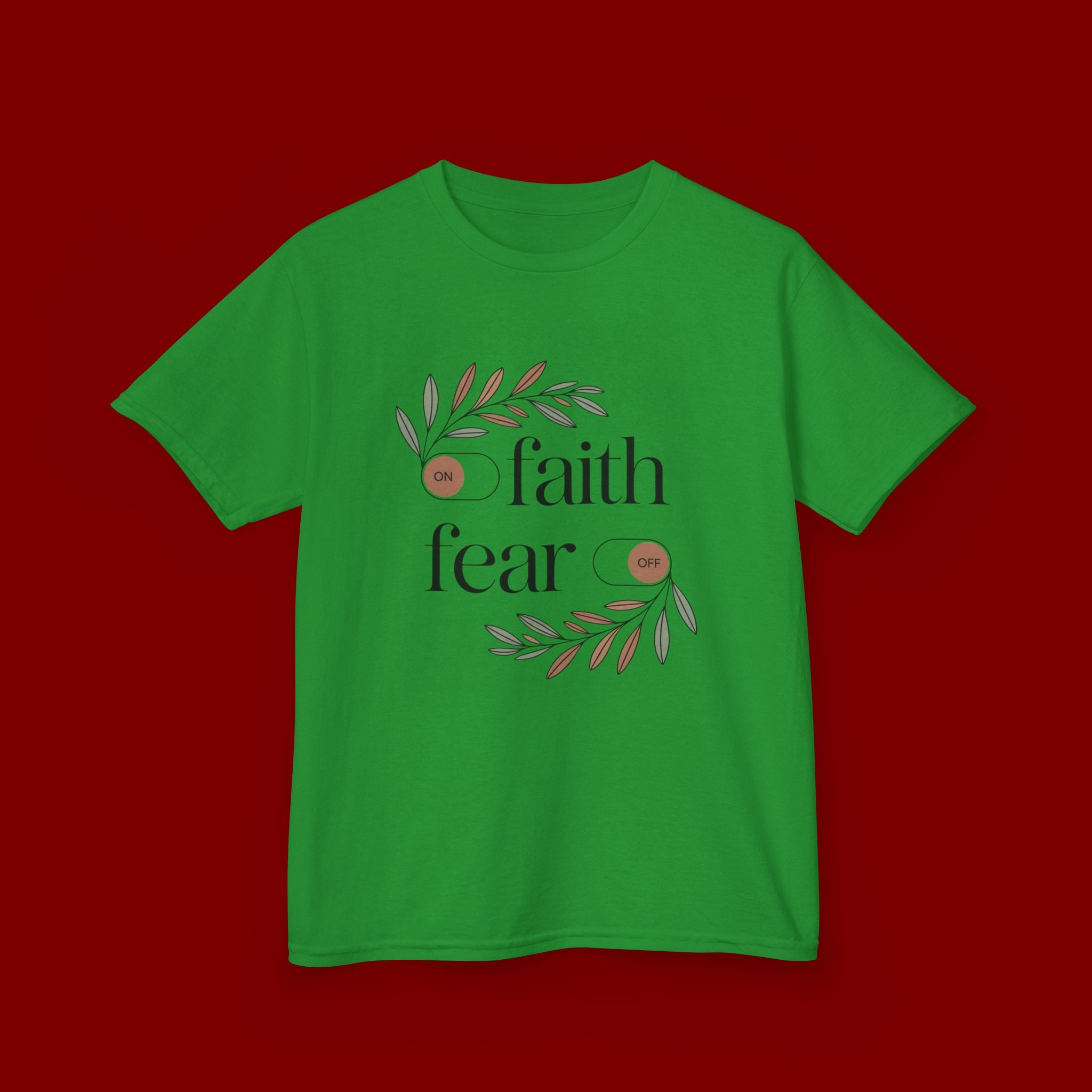 Faith Over Fear Kids T‑Shirt — Floral Inspirational Tee for Boys & Girls