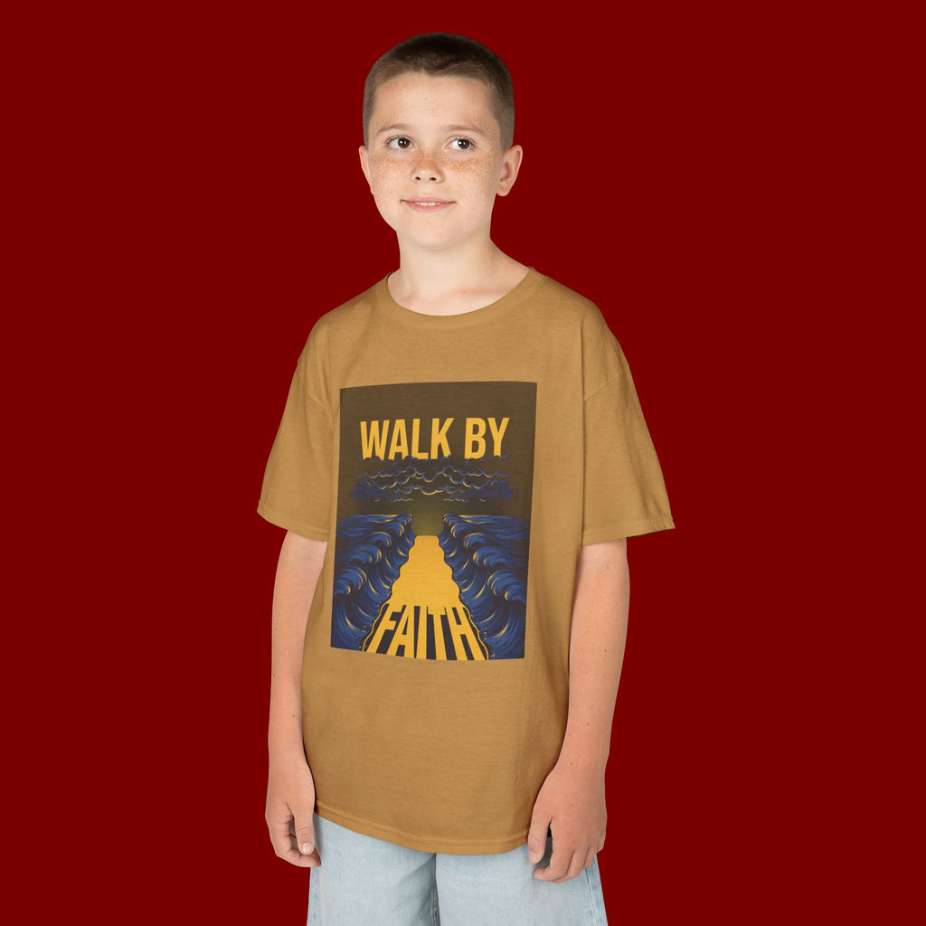 Kids T‑Shirt — "Walk By Faith" Inspirational Graphic Tee for Children