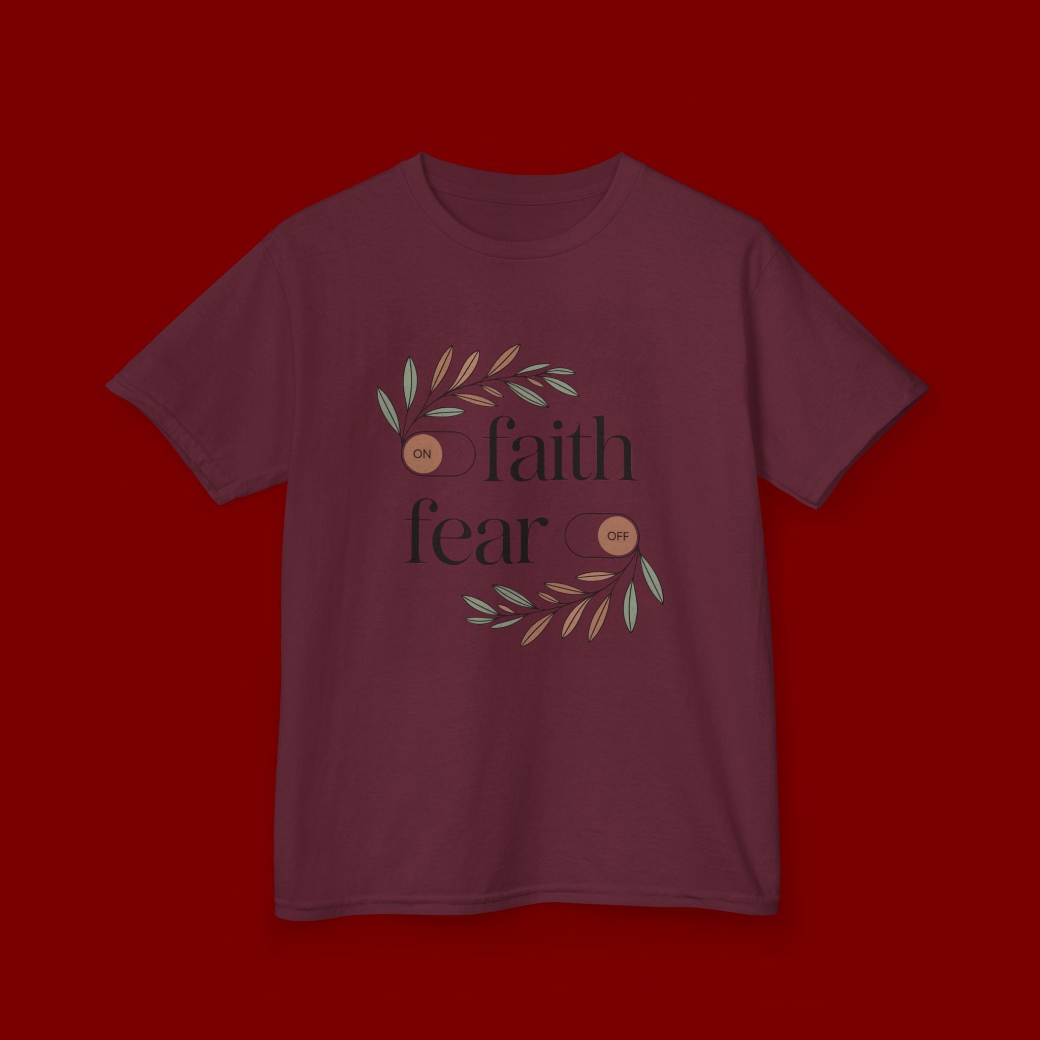 Faith Over Fear Kids T‑Shirt — Floral Inspirational Tee for Boys & Girls