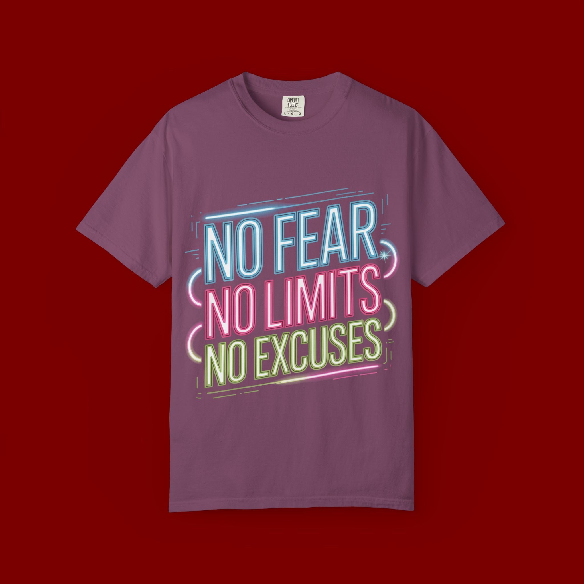 No Fear No Limits No Excuses Neon Graphic T-Shirt