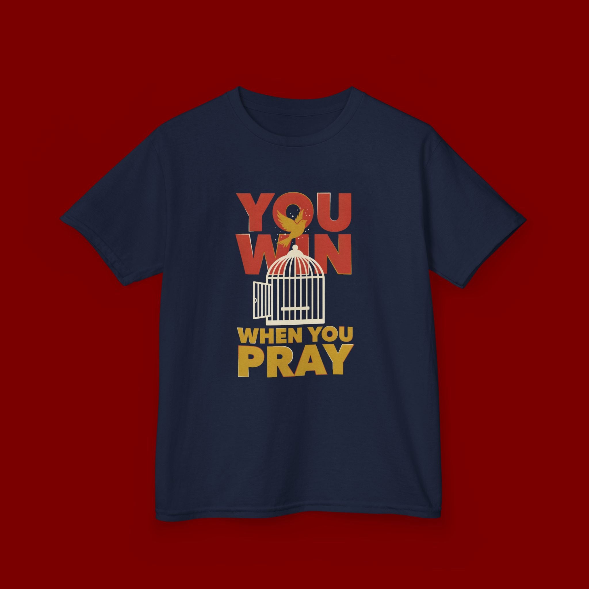 Kids Tee — "You Win When You Pray" Inspirational Christian Shirt