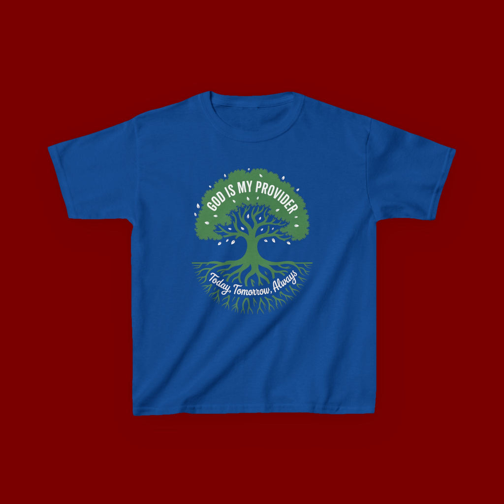 Kids Tee — "God Is My Provider" Tree of Faith Christian Shirt