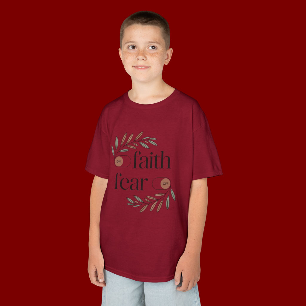 Faith Over Fear Kids T‑Shirt — Floral Inspirational Tee for Boys & Girls