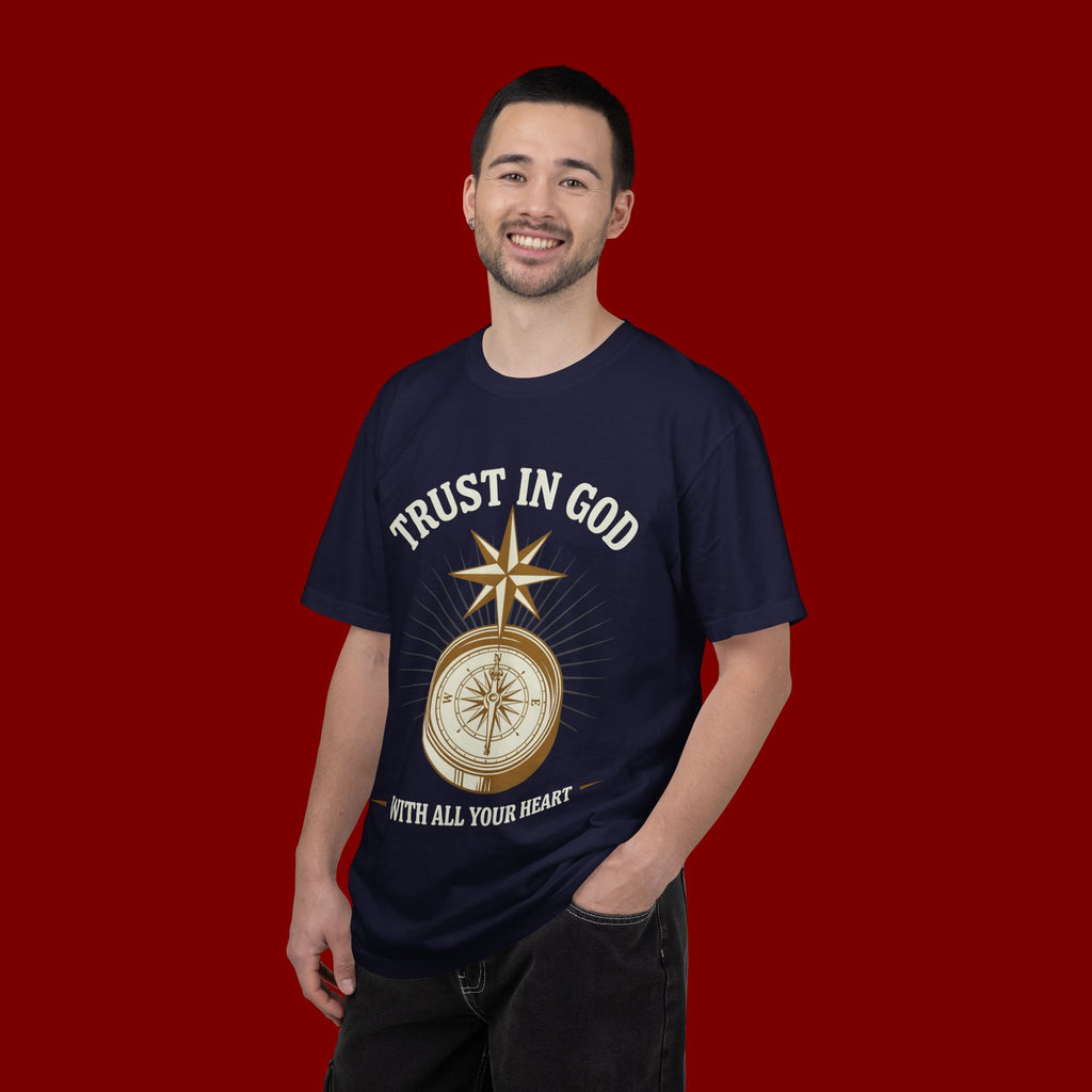 Trust in God Compass T-Shirt — "Trust In God With All Your Heart" Christian Faith Tee