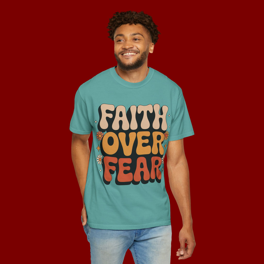 Faith Over Fear T‑Shirt — Retro Floral Inspirational Tee
