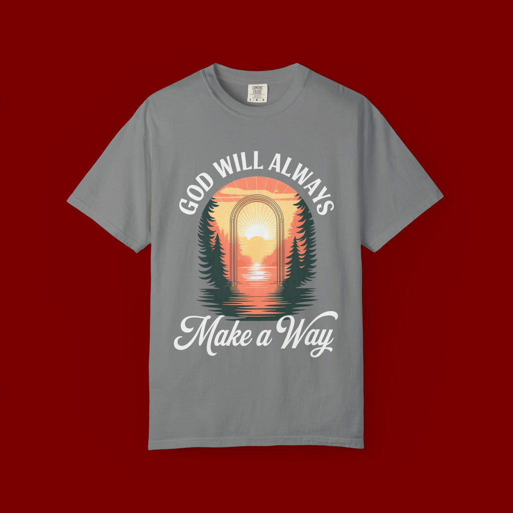 Make a Way Christian T-Shirt — 'God Will Always Make a Way' Sunset Faith Tee