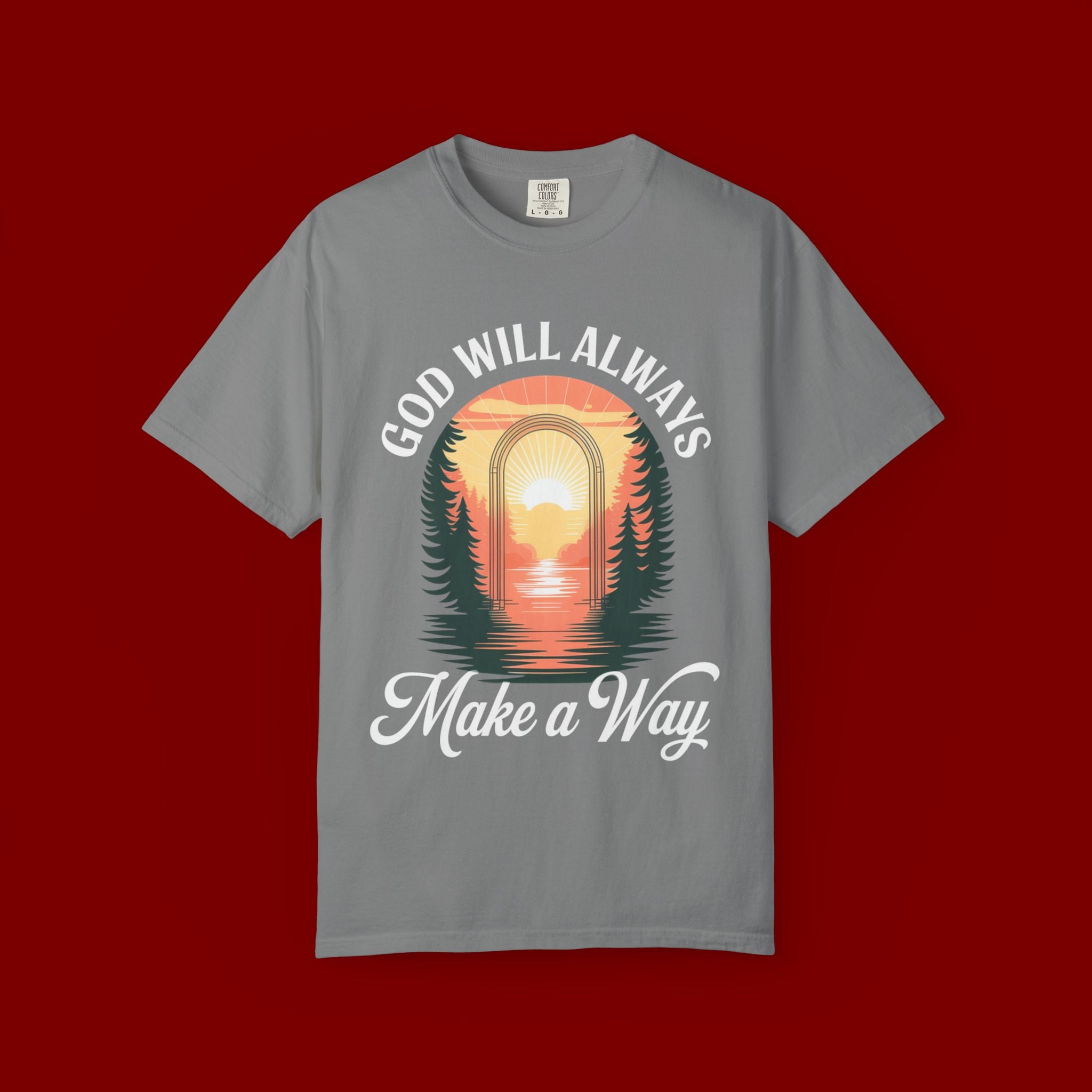 Make a Way Christian T-Shirt — 'God Will Always Make a Way' Sunset Faith Tee