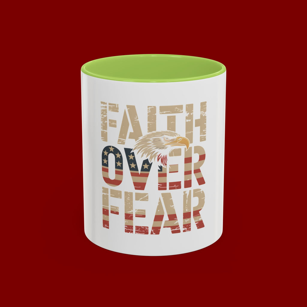 Faith Over Fear Mug — Patriotic Eagle Coffee Cup (11/15oz)