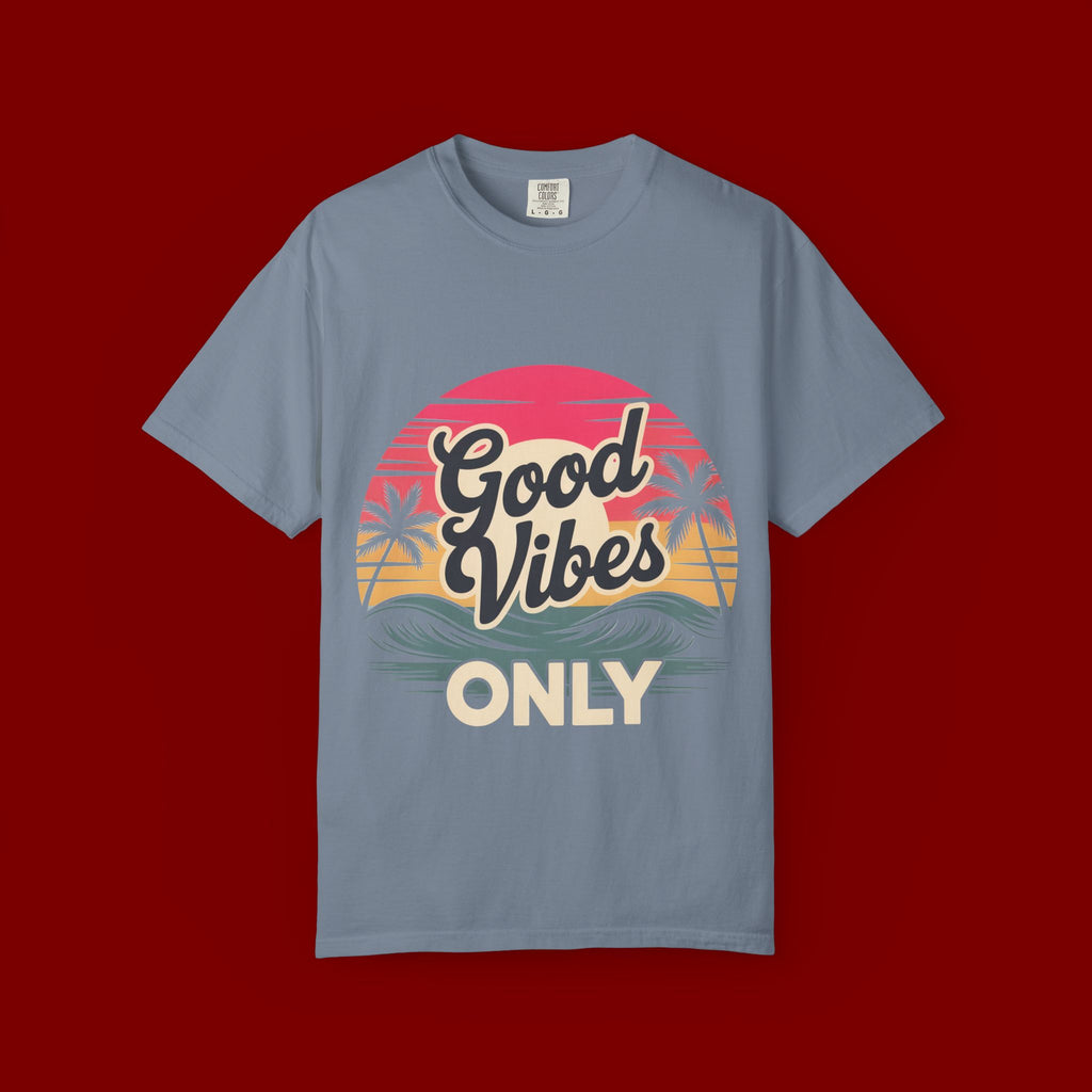Good Vibes Only T-Shirt — Retro Sunset Palm Tee
