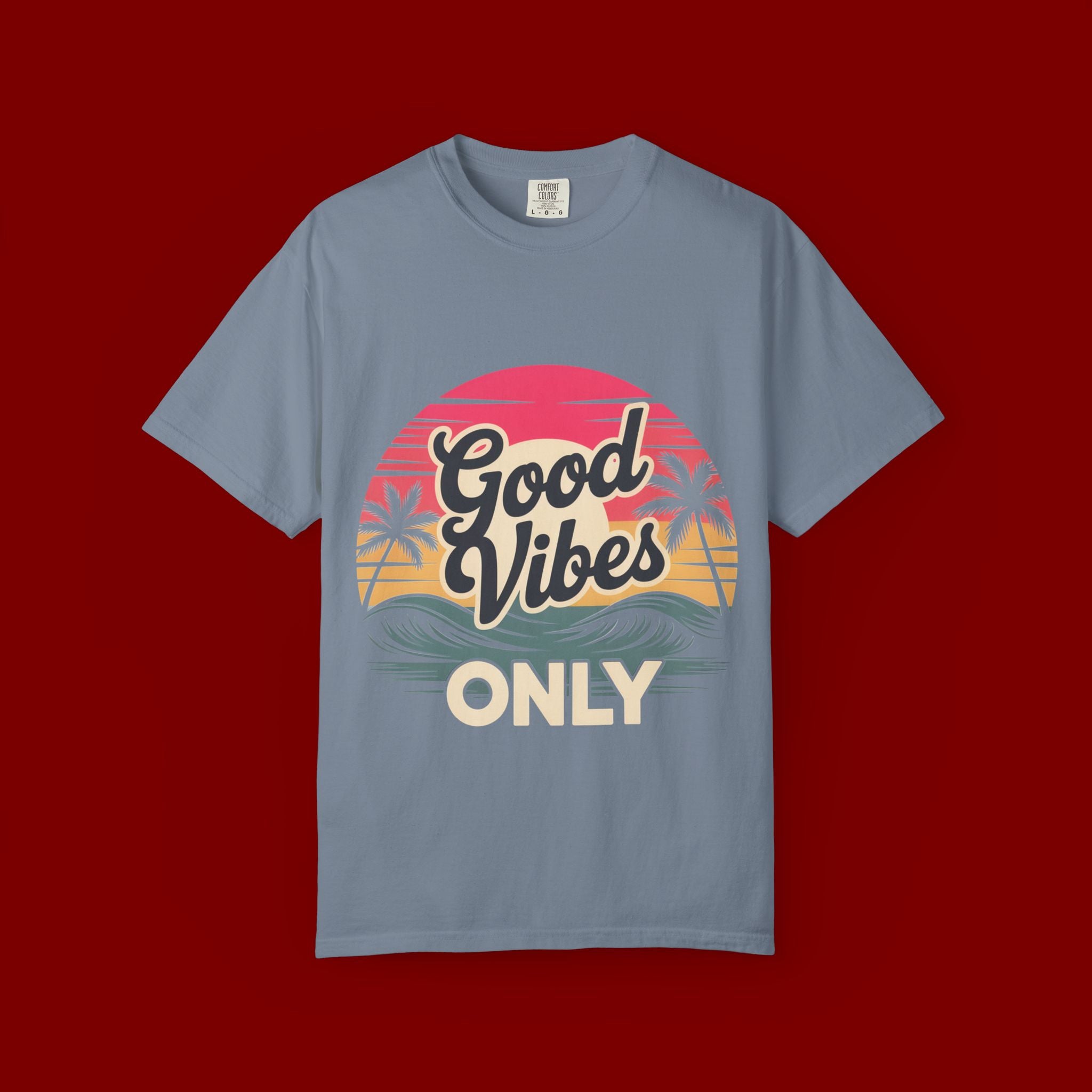 Good Vibes Only T-Shirt — Retro Sunset Palm Tee