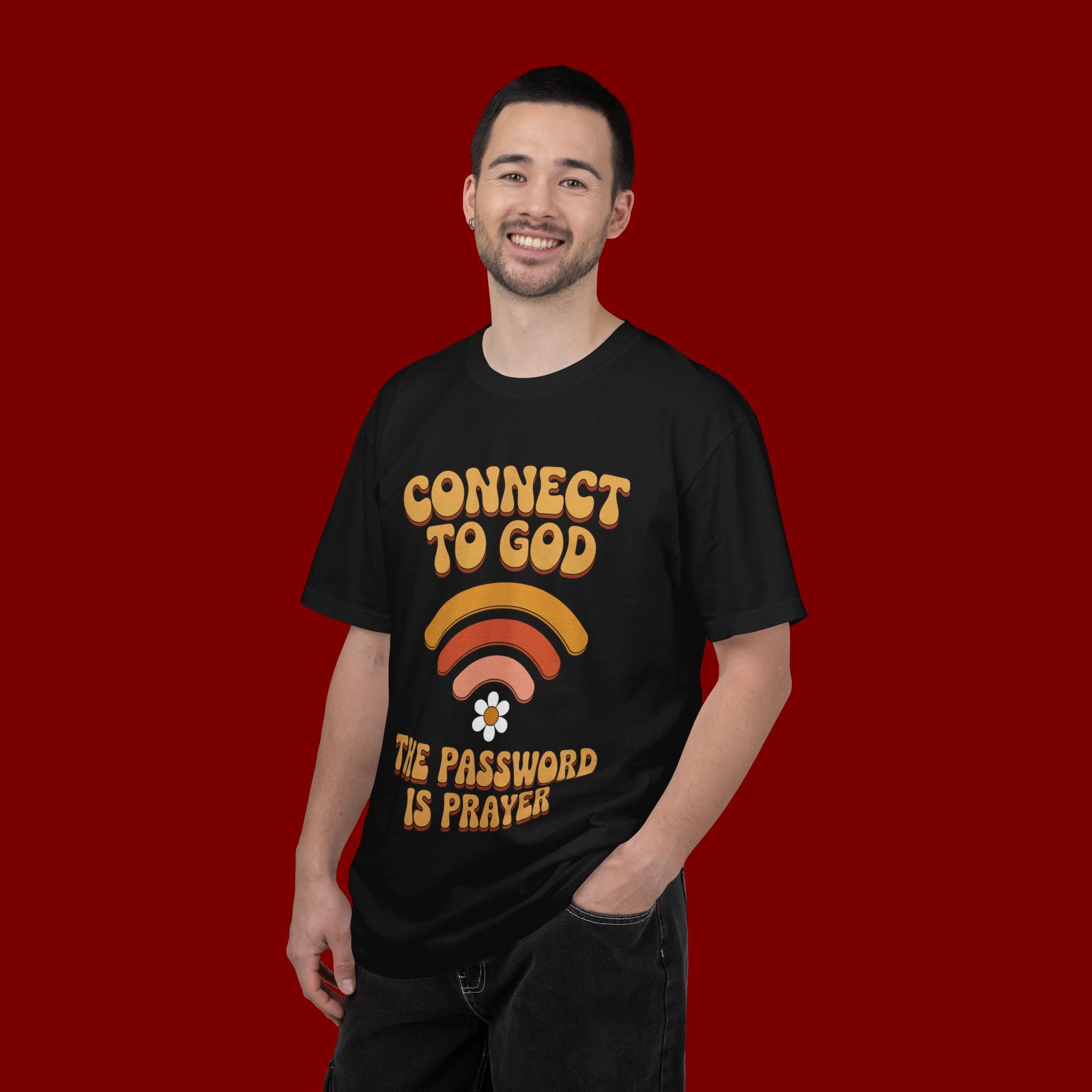Connect to God T-Shirt — "The Password Is Prayer" Retro Faith Tee