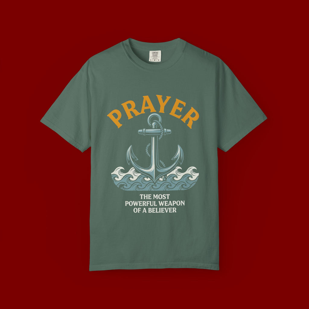 Prayer Anchor T-Shirt — "Prayer: The Most Powerful Weapon of a Believer" Christian Faith Tee