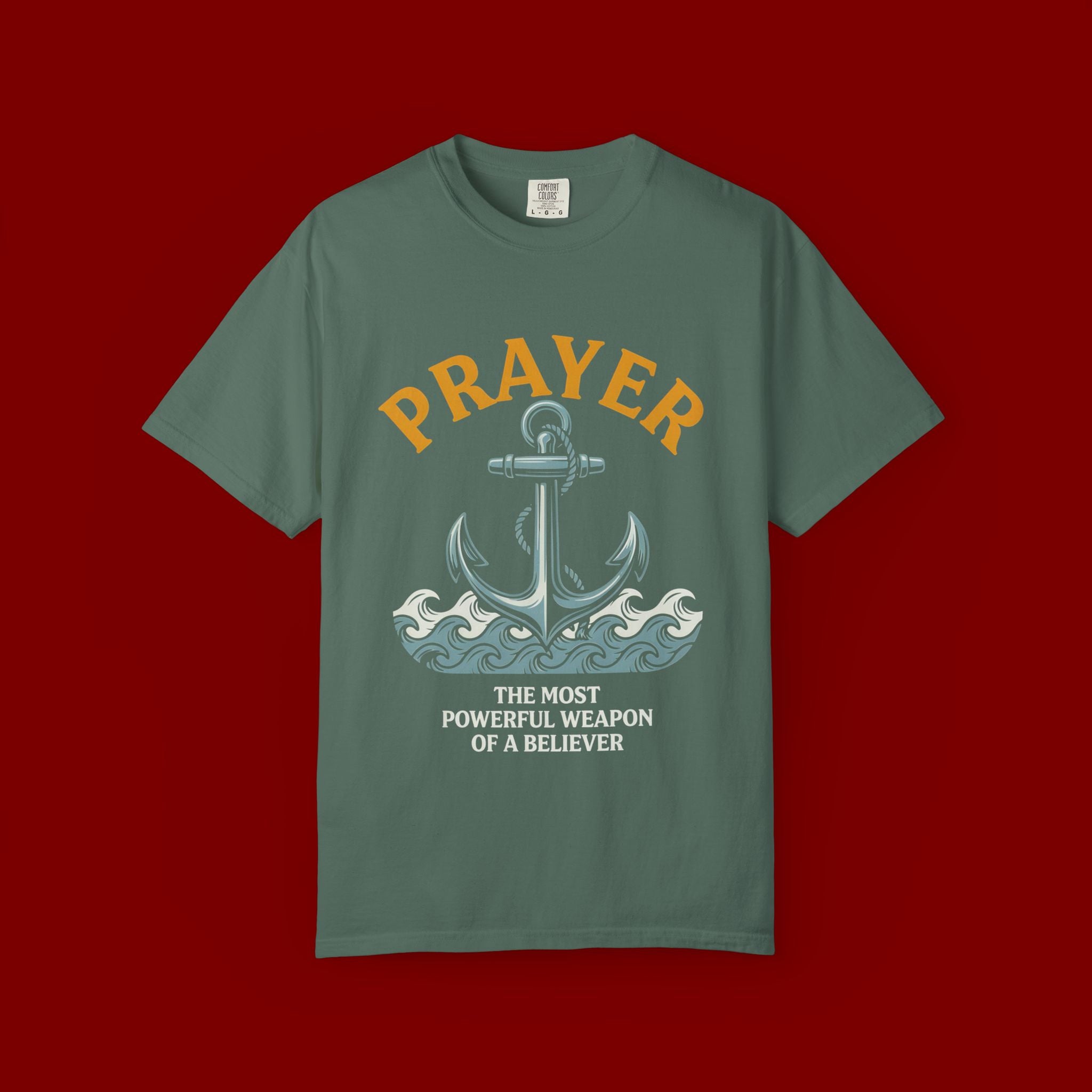 Prayer Anchor T-Shirt — "Prayer: The Most Powerful Weapon of a Believer" Christian Faith Tee