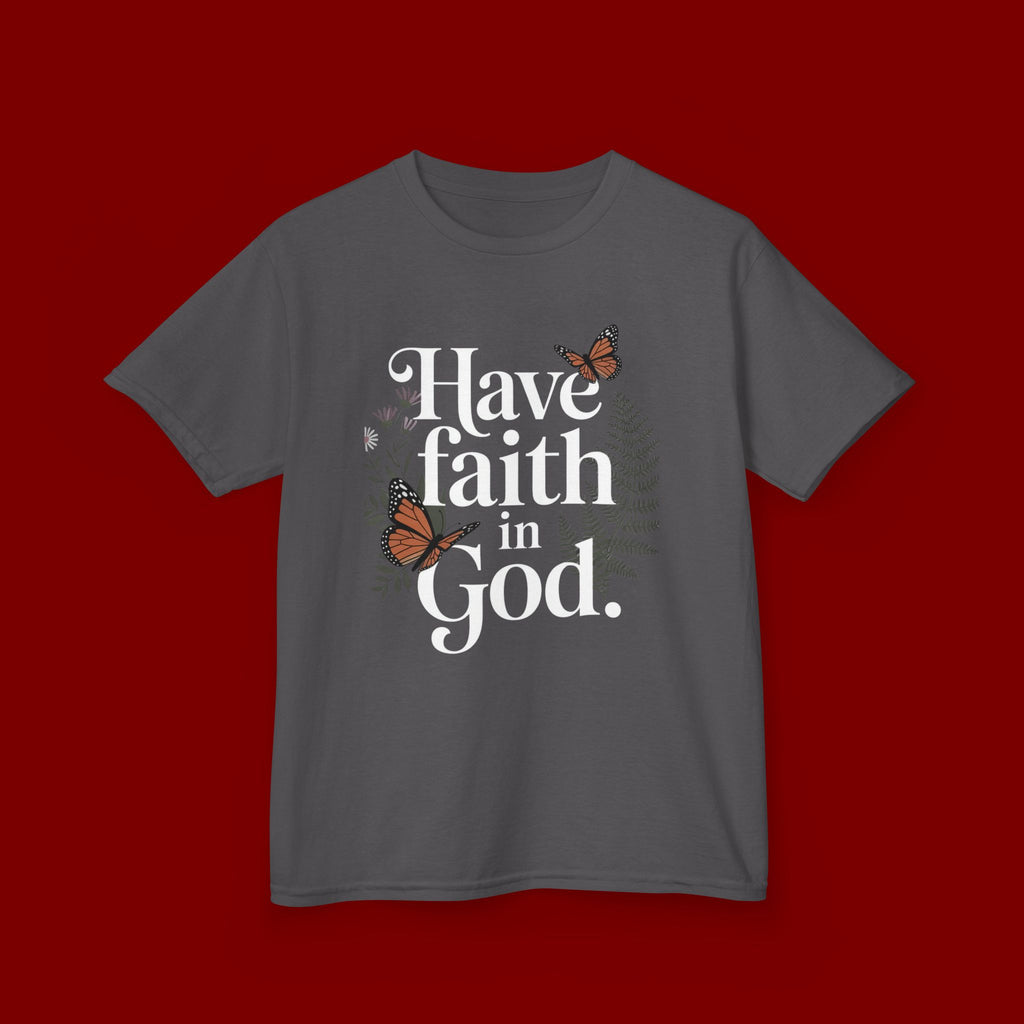 Kids Tee — "Have Faith in God" Floral Christian Youth T‑Shirt
