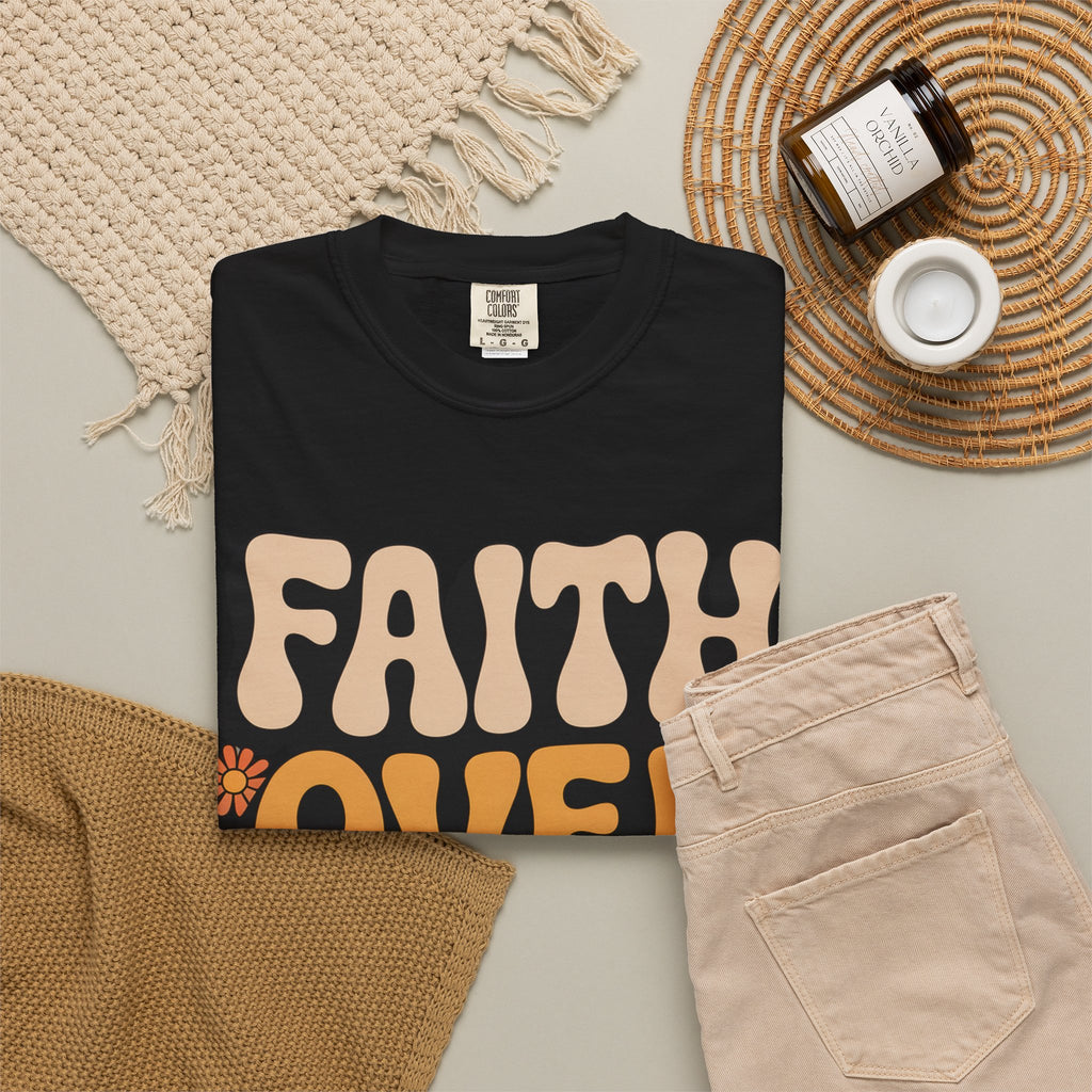 Faith Over Fear T‑Shirt — Retro Floral Inspirational Tee