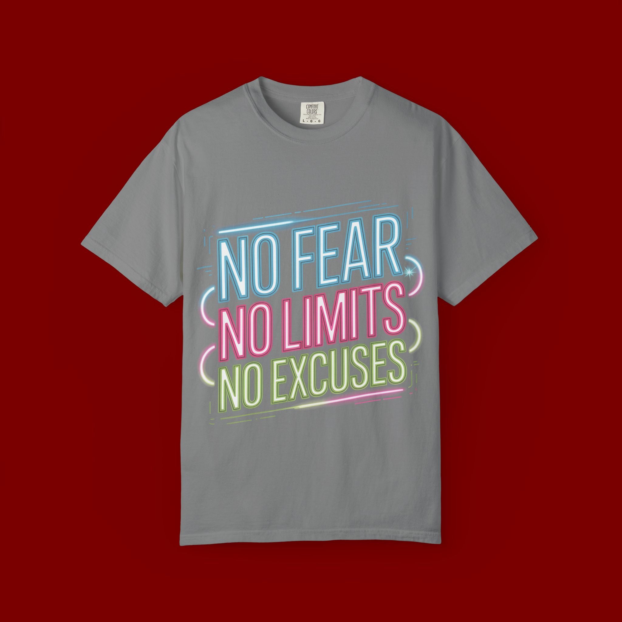 No Fear No Limits No Excuses Neon Graphic T-Shirt