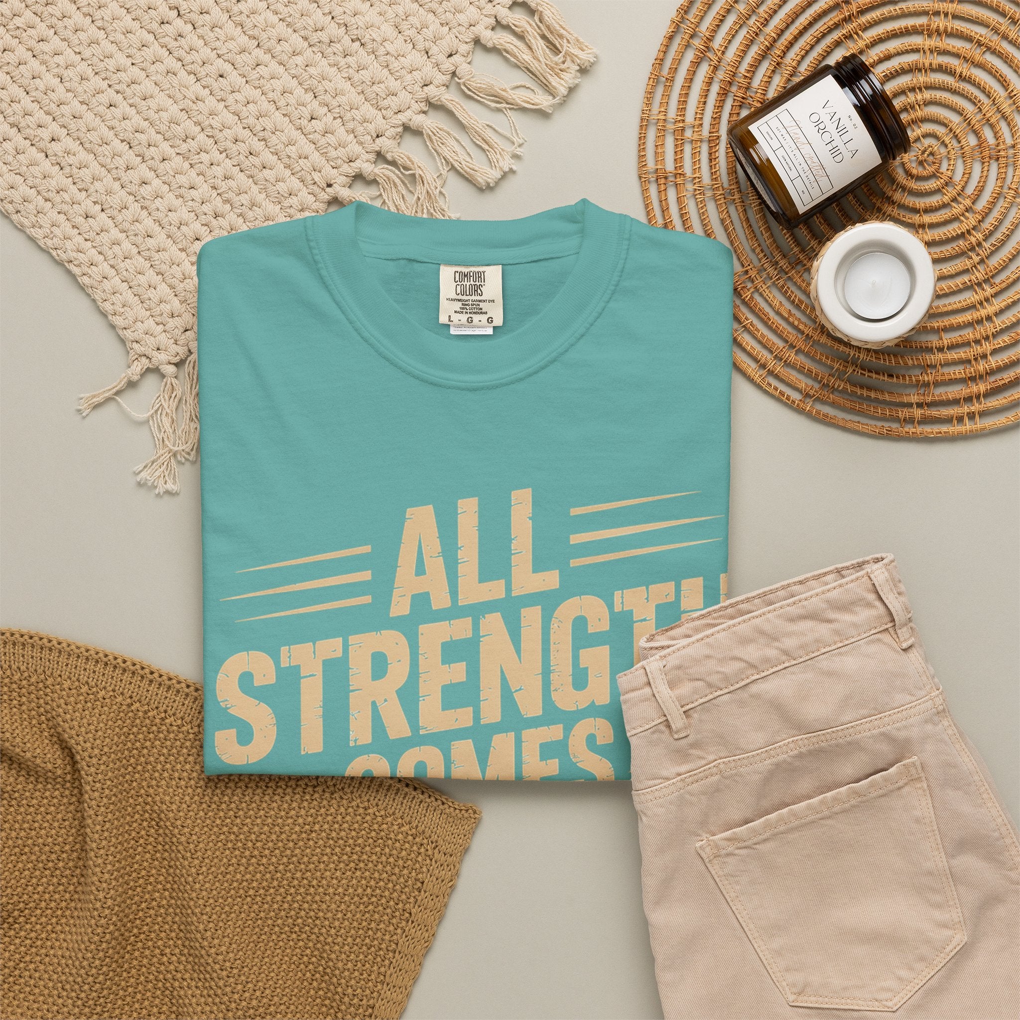 All Strength Comes From God T-Shirt — Christian Faith Graphic Tee