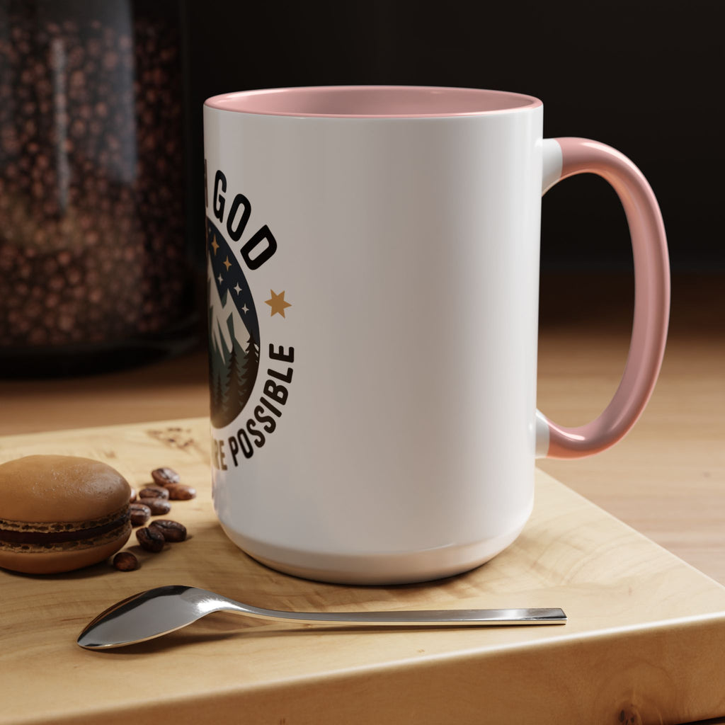 With God All Things Are Possible Accent Coffee Mug — Inspirational Faith Mountain Mug (11/15oz)