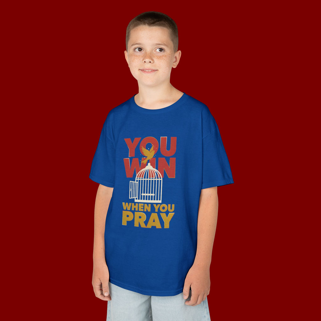 Kids Tee — "You Win When You Pray" Inspirational Christian Shirt
