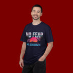 No Fear, No Excuses T-Shirt — Retro Sunset Palm Graphic Tee