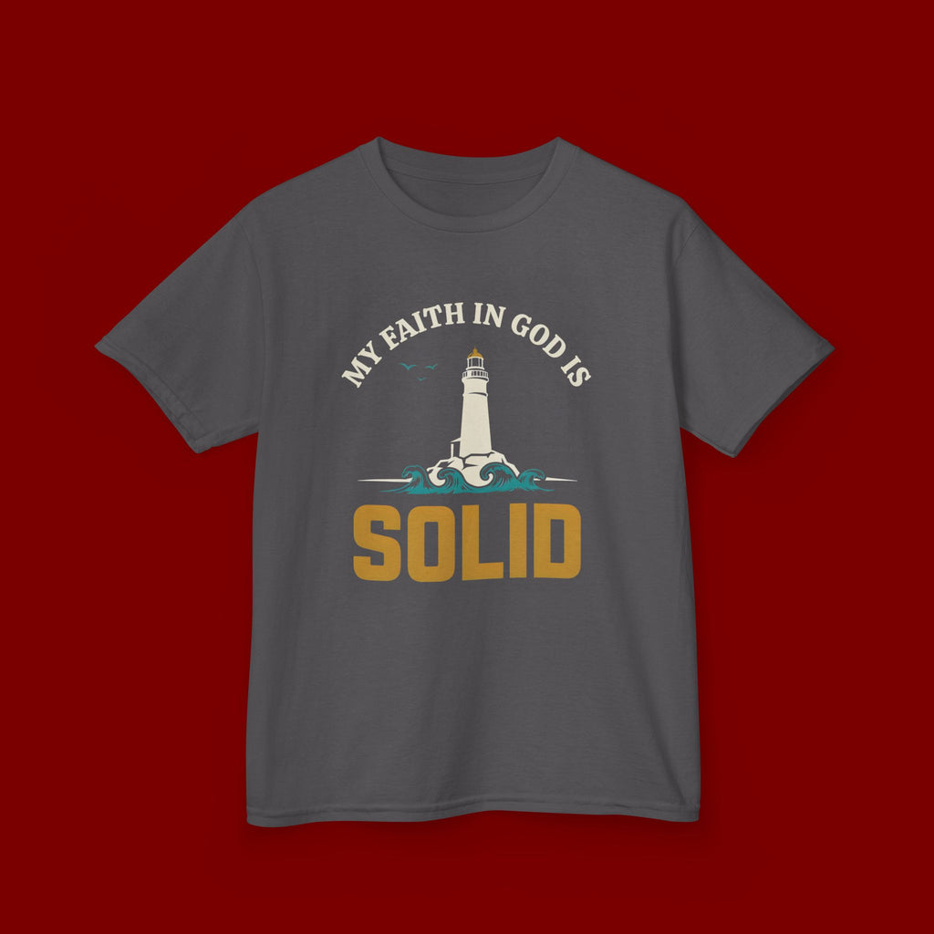 Kids T-Shirt — “My Faith in God is Solid” Lighthouse Christian Tee
