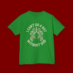 Kids T-Shirt – "I Can't Go a Day Without God" Floral Lungs Christian Tee