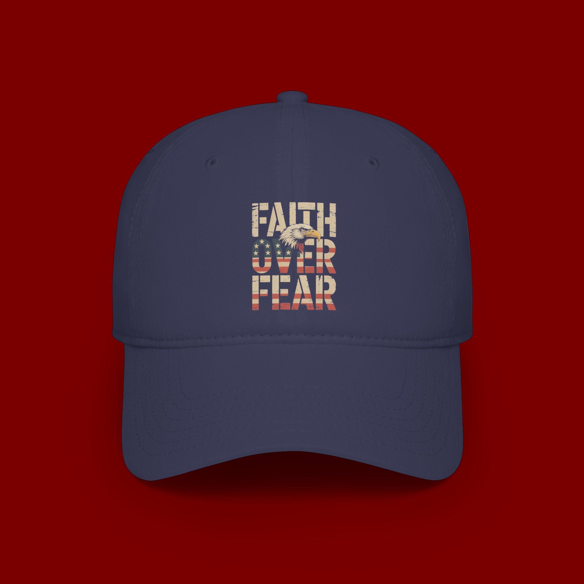 Faith Over Fear Baseball Cap — Patriotic Christian Low Profile Hat