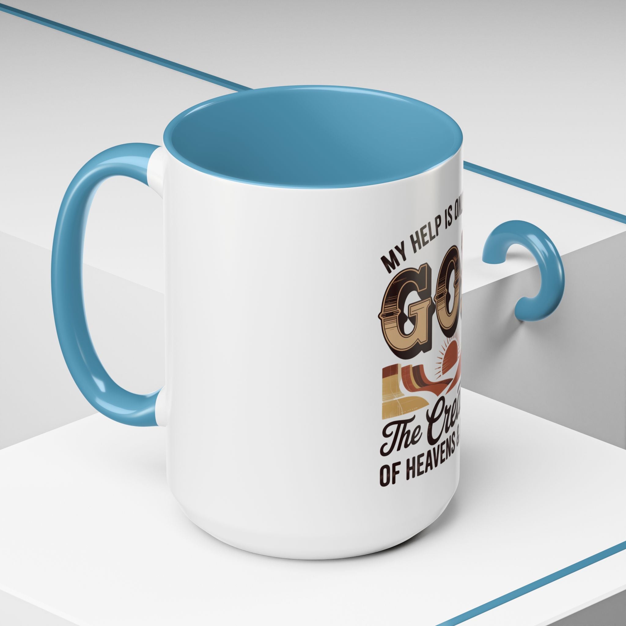 God-Themed Accent Coffee Mug – "My Help Is Only From God, The Creator of Heavens & Earth"