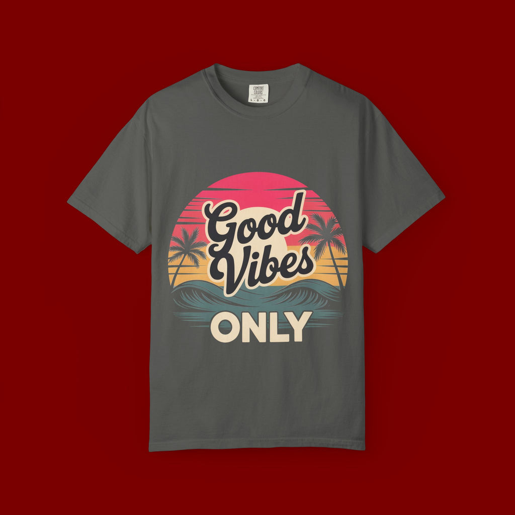 Good Vibes Only T-Shirt — Retro Sunset Palm Tee